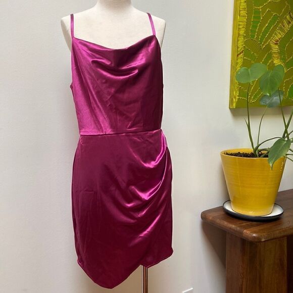 BCX Magenta Satin Mini Dress New - Picture 1 of 14